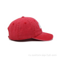 Вымытая хлопковая красная 3D -вышитая буква папа шляпа